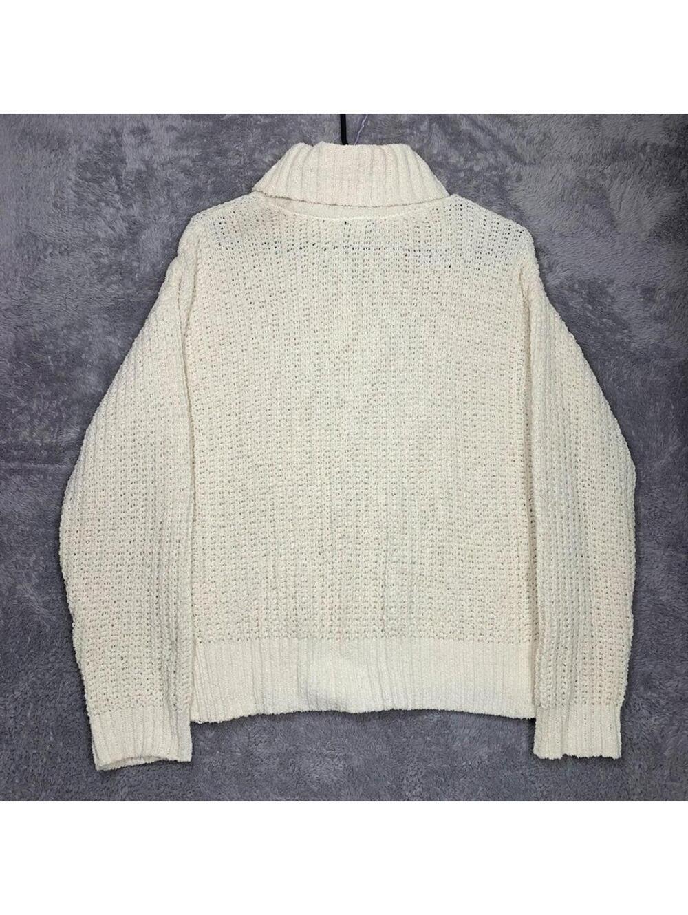 Moral Fiber Women's Cream Cable Knit Turtleneck Sweater Size M Polyester Chunky - Picture 6 of 8